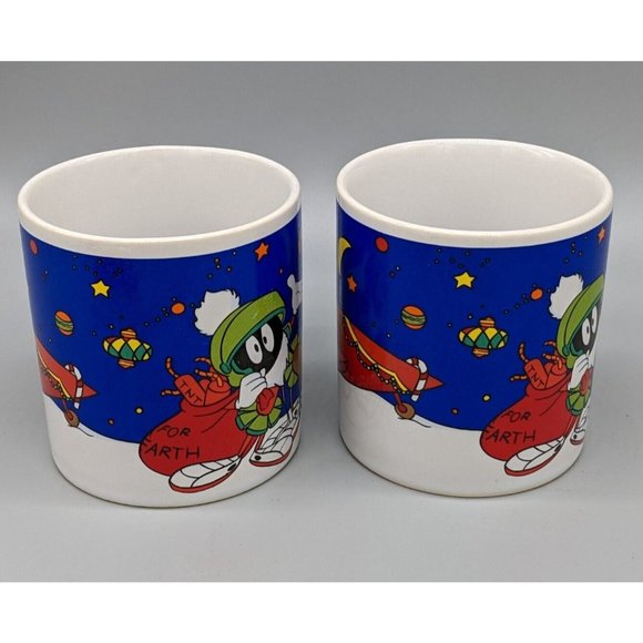 Vintage Warner Bros By Sakura Marvin Martin Christmas Mugs Set Of 2 1994 - Picture 6 of 7